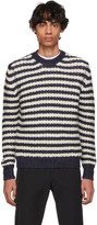 Thumbnail for your product : Prada Off-White and Navy Alpaca Striped Sweater
