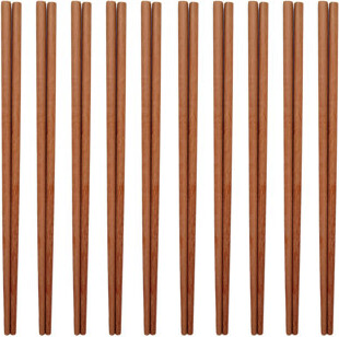 THY Collectibles 10 Pairs Natural Wooden Chopsticks Reusable, Dishwasher Safe, Healthy – Classic Chinese Style For Kitchen, Dining, Noodles & Gourmet Meals - 9.8 Inch