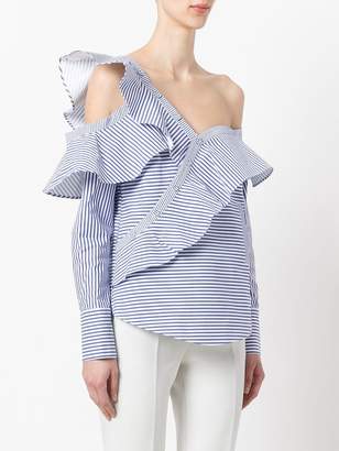 Self-Portrait striped frill blouse