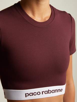 Paco Rabanne Bodyline Logo Jacquard Performance Cropped Top - Womens - Burgundy
