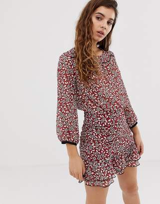 BA&SH Billy ruched floral mini dress