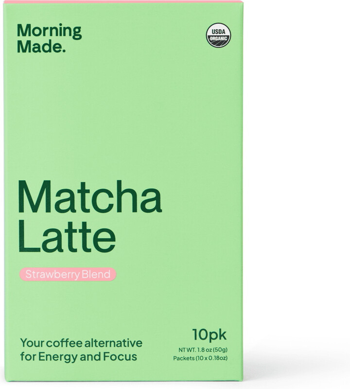 Matcha Made. Morning Made Matcha Latte, Strawberry Blend, Ceremonial Grade Organic Matcha, 10 Single Serve Packets