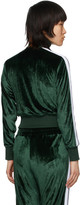 Thumbnail for your product : Palm Angels Green Chenille Cropped Zip-Up Sweatshirt
