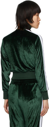 Palm Angels Green Chenille Cropped Zip-Up Sweatshirt