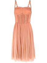 Thumbnail for your product : Elisabetta Franchi Bustier lace-fabric midi dress