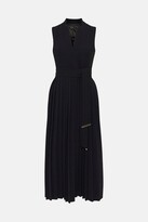 Thumbnail for your product : Karen Millen Sleeveless Pleat Notch Neck Woven Midi Dress