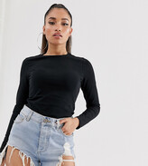 Thumbnail for your product : ASOS Petite DESIGN Petite ultimate slim fit t-shirt with long sleeves in cotton in black - BLACK