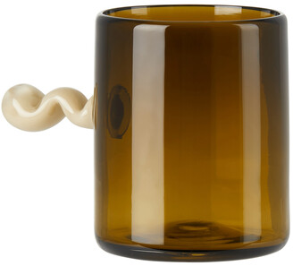 Sticky Glass Khaki & Beige Scribble Wiggle #3 Cup