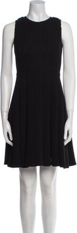 Rebecca Taylor Crew Neck Mini Dress Rebecca Taylor A-Line Dress Black Scalloped & Eyelet Accents Sleeveless with Crew Neck Concealed Zip Closure at Back Designer