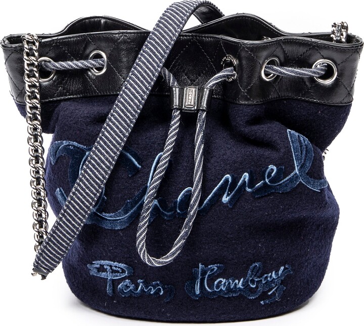 Chanel Embroidered Wool Bucket Chain Bag - ShopStyle