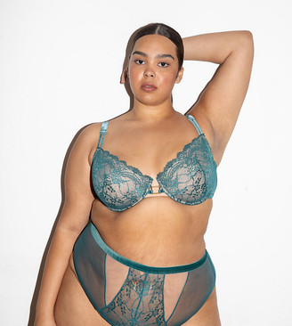We Are We Wear geo lace non padded balconette bra in black