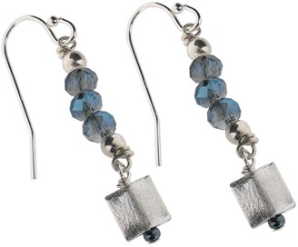 Earth Sterling Blue Glass Bead Earrings with Square Drops