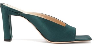 Wandler Isa Square Open-toe Satin Mules - Womens - Dark Green Wandler Isa Square Open-toe Satin Mules - Womens - Dark Green