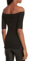 Thumbnail for your product : Helmut Lang Rib Knit Stretch Silk Off the Shoulder Top
