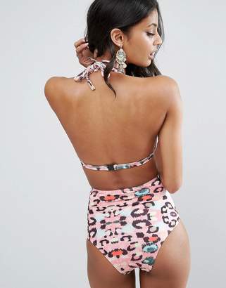 ASOS Fuller Bust Exclusive Coloured Animal Print Triangle Bikini Top Dd-F