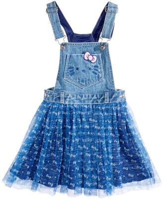Hello Kitty Printed-Mesh Overall Dress, Little Girls