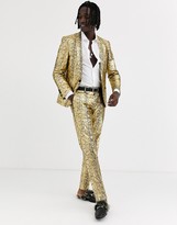 Thumbnail for your product : Twisted Tailor skinny suit trousers in gold snake print