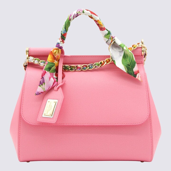 Dolce & Gabbana Sicily Mini Bag In Dauphine Calfskin With Scarf in Pink