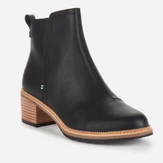 Toms Women's Marina Leather Heeled Ankle Boots - Black
