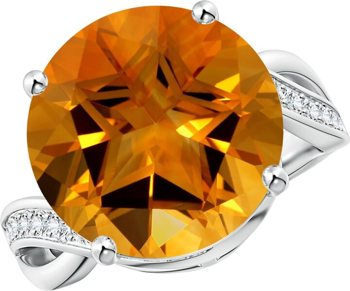 ANGARA INC. Angara Natural Gia Certified Solitaire Round 9.03 Ct Citrine Ring In 14k Gold
