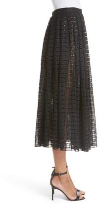 Tracy Reese Lace Mesh Midi Skirt