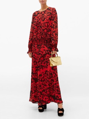 Preen Line Esme Floral-print Pintucked Maxi Dress - Black Red