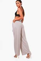 Thumbnail for your product : boohoo Petite Tie Waist Wide Leg Pants