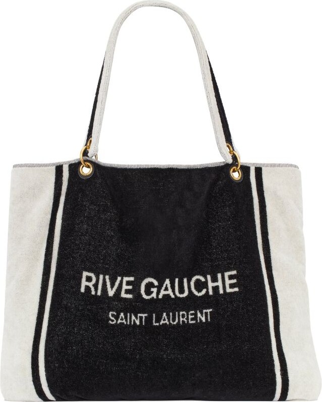 Saint Laurent Rive Gauche Large Raffia Tote Bag in Black for Men
