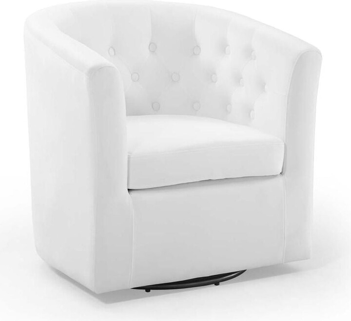 Modway Prospect Tufted Performance Velvet/Wood Swivel Armchair in White