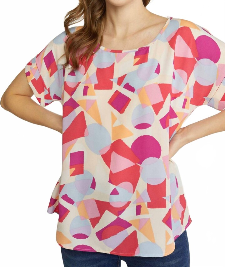 Entro Abstract Printed Blouse In Coral