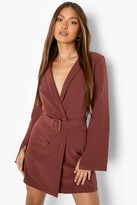 Thumbnail for your product : boohoo Split Sleeve Collarless Belted Blazer Dress