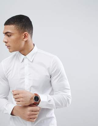 Benetton Slim Fit Shirt with Stretch in White
