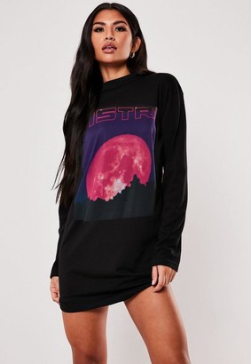Missguided Astro Graphic Oversized T Shirt Dress