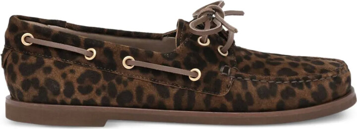 Gianvito Rossi Vandée leopard print lace-up boat shoes