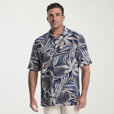 Cubavera Mens Short Sleeve Regular Fit Big and Tall Button-Down Shirt