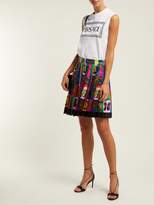 Thumbnail for your product : Versace Alphabet Print Pleated Silk Twill Skirt - Womens - Multi