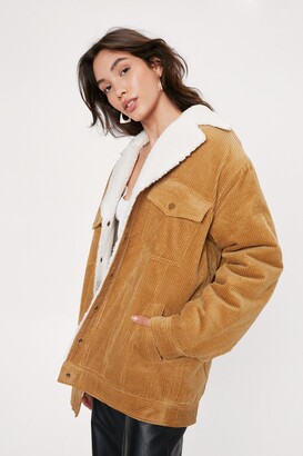 borg lined cord jacket womens