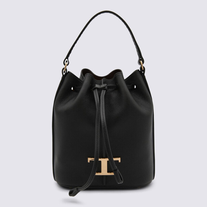 Buy Tod's Stylised Leather Bucket Bag, Black Color Women