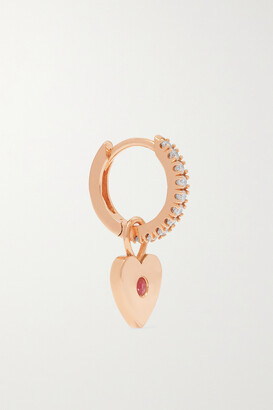 Andrea Fohrman 14-karat Rose Gold Diamond And Ruby Single Hoop Earring - one size
