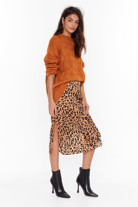 Nasty Gal Womens Wild Ride Leopard Midi Skirt - Orange - 6