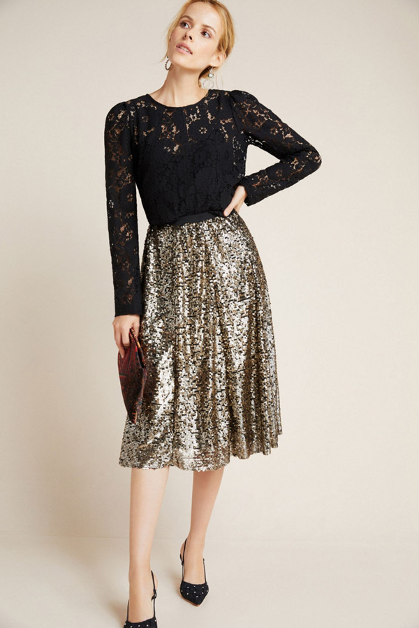 mid length sequin skirts