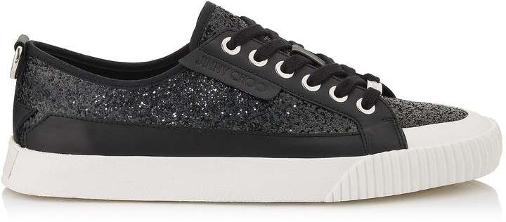 Jimmy Choo IMPALA/LO/M Black Galactica Glitter Fabric and Soft Leather Lo  Trainer - ShopStyle