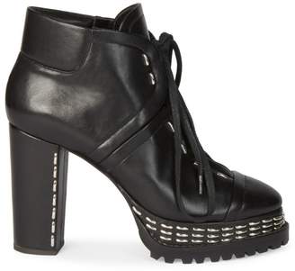 Alaia Studded Leather Platform Ankle Boots