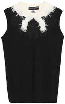 Thumbnail for your product : Dolce & Gabbana Lace-Trimmed Silk-Knit Top