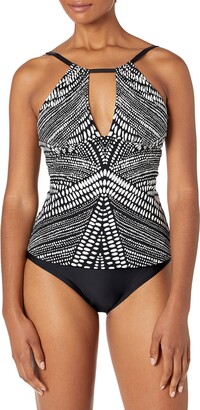 Kenneth Cole New York Women's Standard High Neck Keyhole Halter Tankini Swimsuit Top