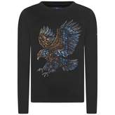 Thumbnail for your product : Stefano Ricci Stefano RicciBoys Black Long Sleeve Embroidered Eagle Top
