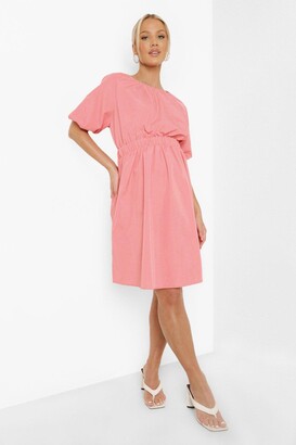 boohoo Maternity Puff Sleeve Cotton Mini Dress - ShopStyle