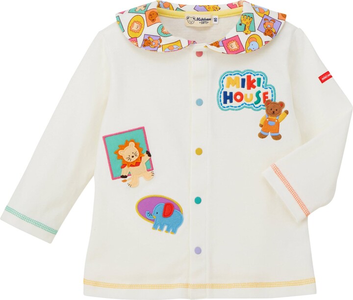 Mikihouse Miki House Cotton Animal Appliqué Blouse