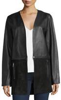 Thumbnail for your product : J Brand Emory Open-Front Zip-Off Leather & Suede Jacket