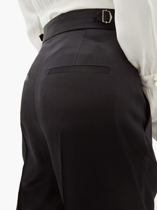 Nili Lotan Lia Front-pleated Silk-satin Trousers - Black